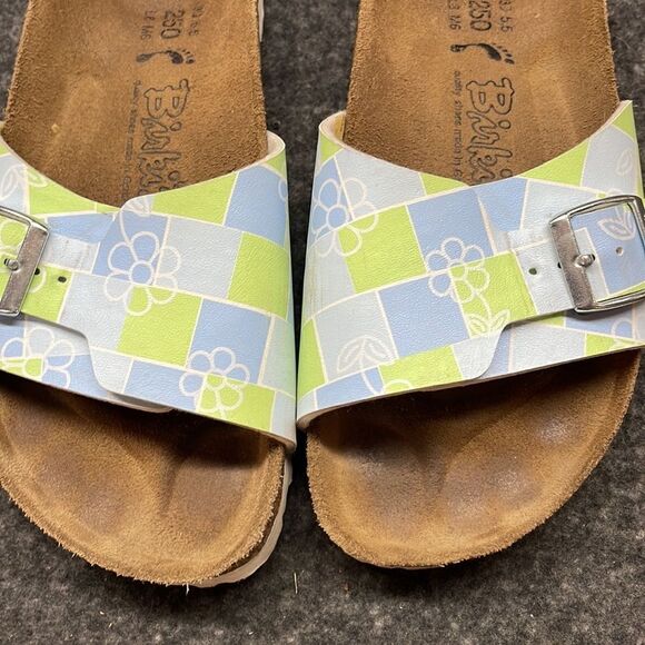 Birkenstock Birkies Madrid Blue Green White Slides Size 39 - Picture 3 of 12